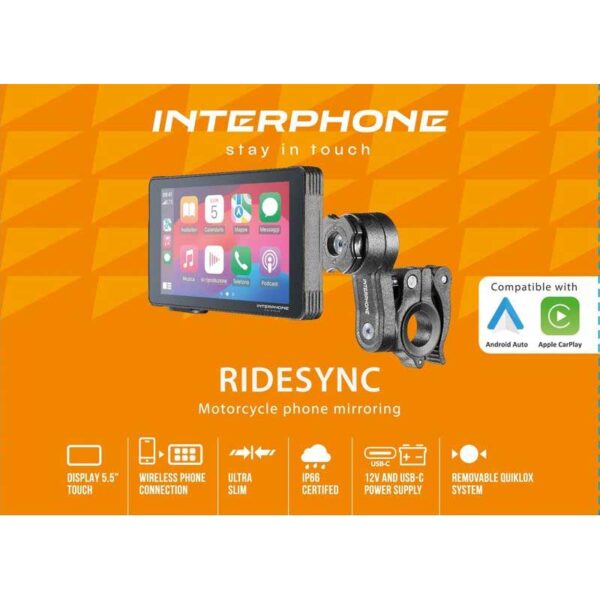 Interphone Ridesync – CarPlay & Android Auto -näyttö moottoripyörään - Image 3