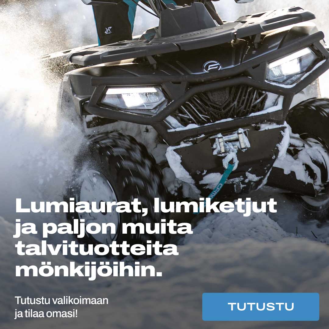 Lumiaurat, lumiketjut ja lämmittimet mönkijöihin