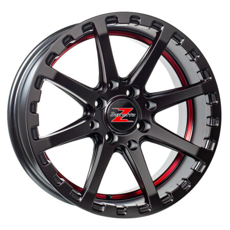 Barzetta ATV Satin Black with Red Stripe 7x16 Alumiinivanne mönkijään – 4x110, ET10