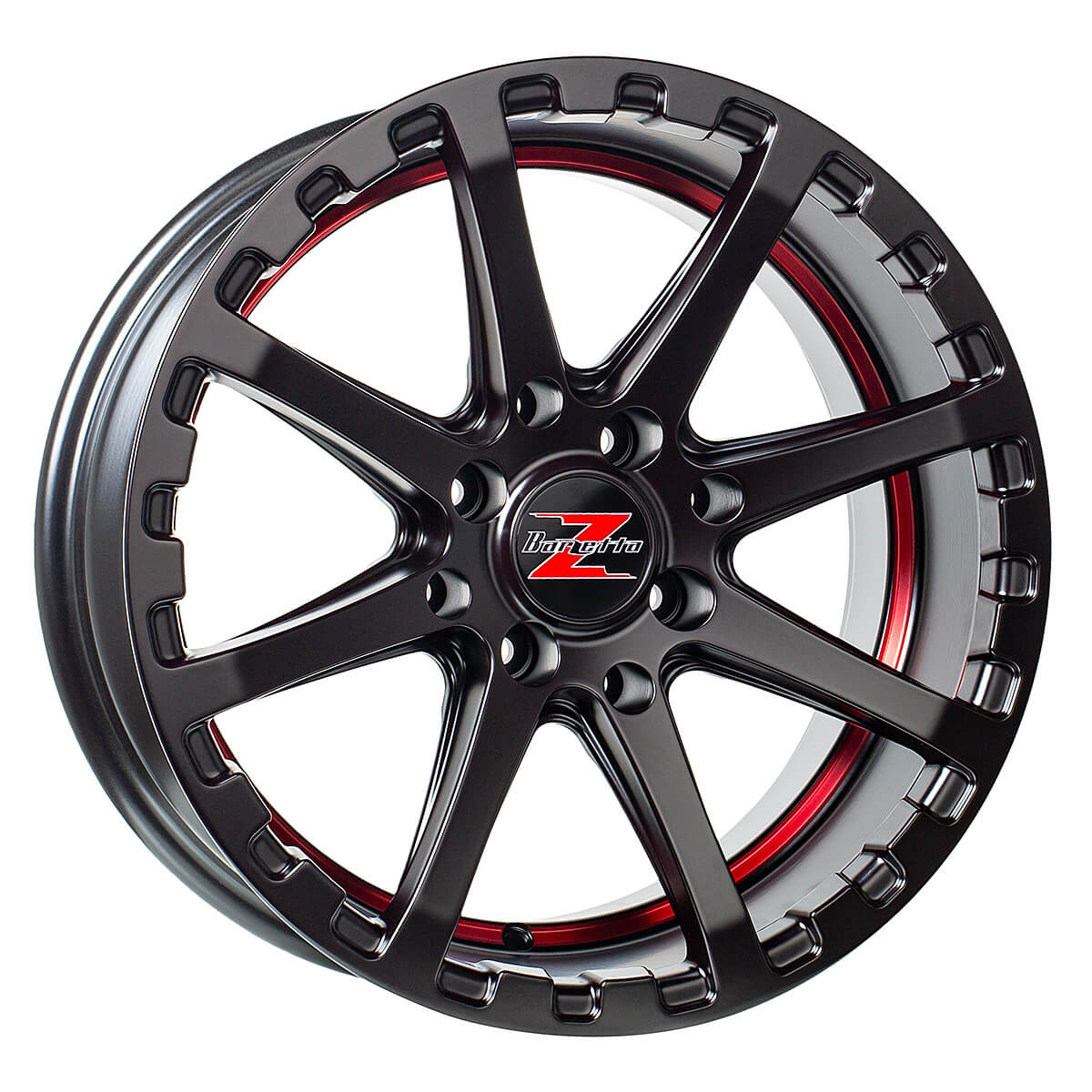 Barzetta ATV Satin Black with Red Stripe 7x16 Alumiinivanne mönkijään – 4x156, ET10