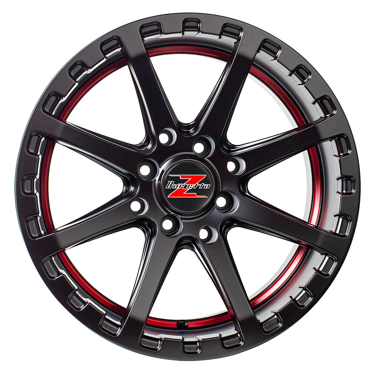 Barzetta ATV Satin Black with Red Stripe 7x16 Alumiinivanne mönkijään – 4x156, ET10 - Image 2