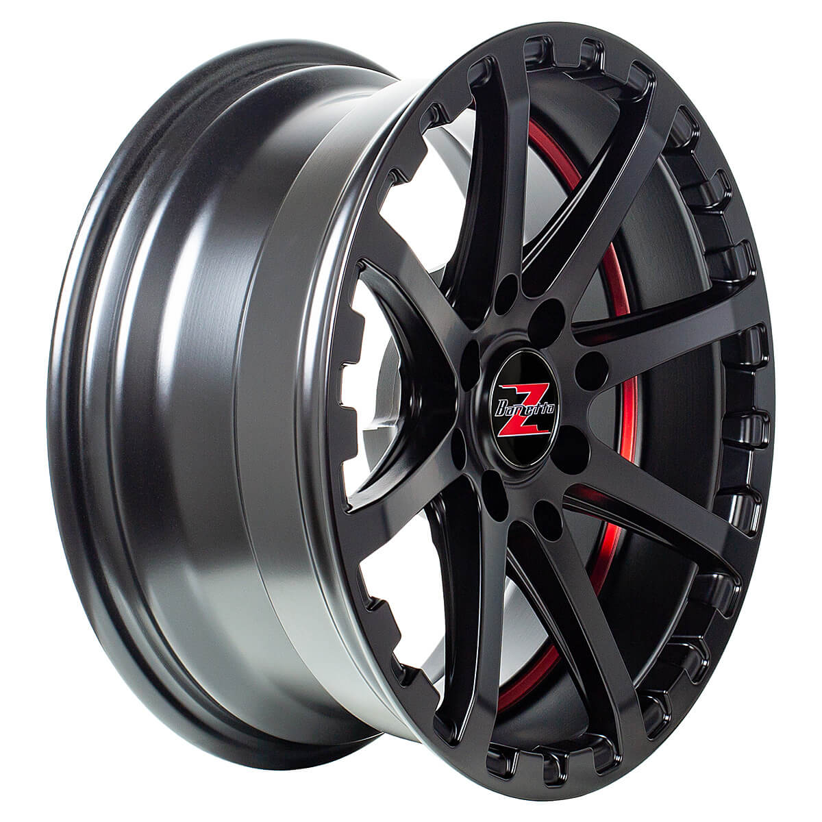 Barzetta ATV Satin Black with Red Stripe 7x16 Alumiinivanne mönkijään – 4x156, ET10 - Image 3