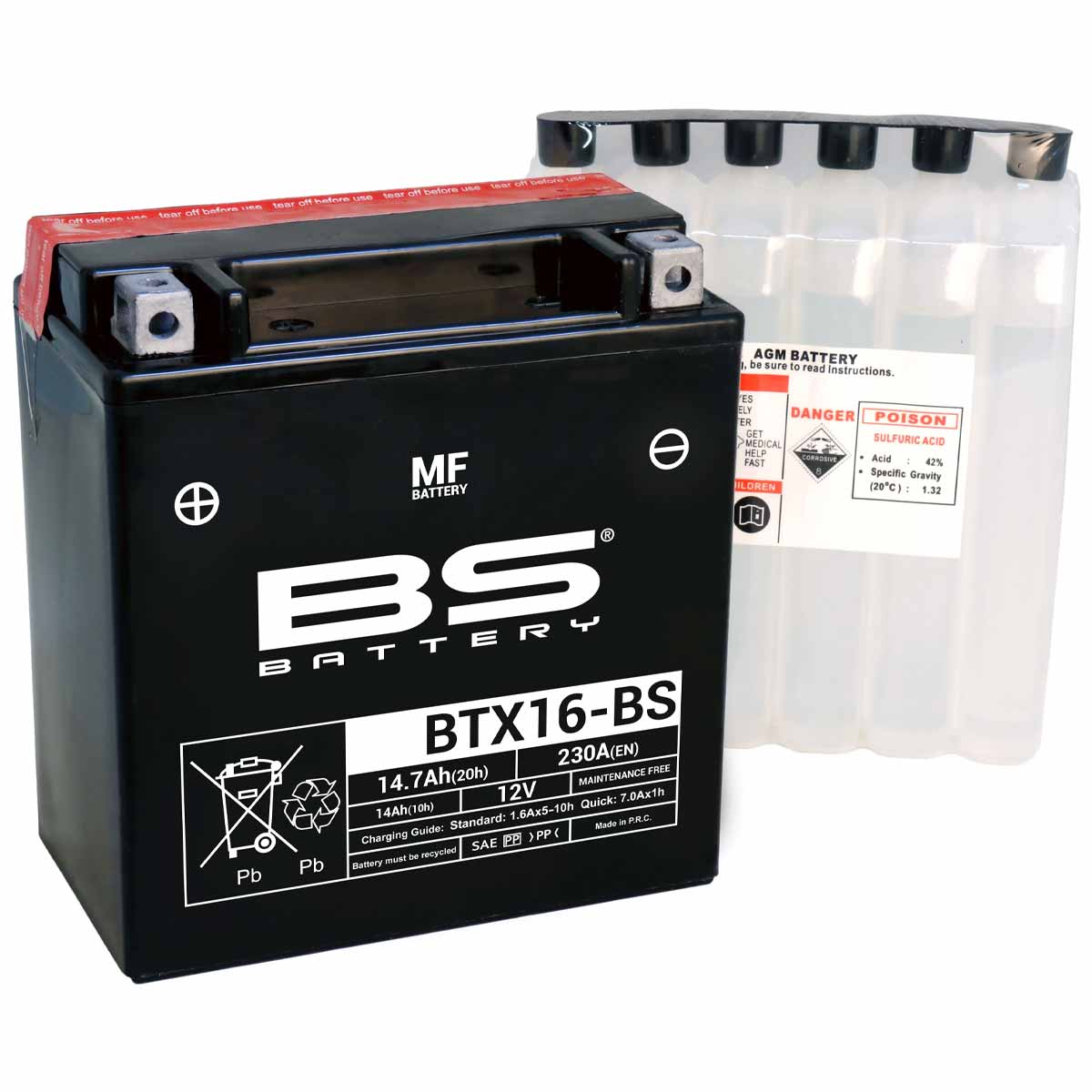 BS Battery BTX16-BS 12 V 14,7 Ah huoltovapaa AGM-akku