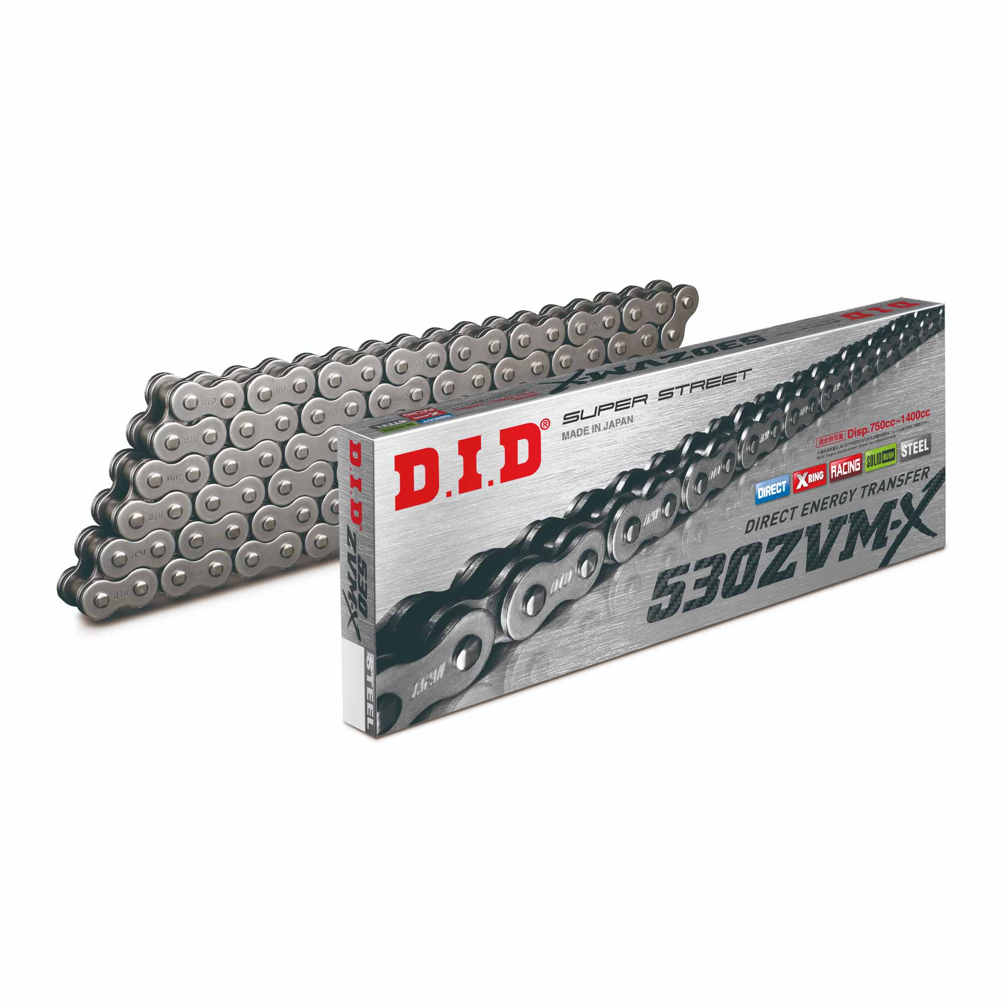 D.I.D 530ZVM-X X-Ring -ketju 530 teräs 104 lenkkiä niittilukolla