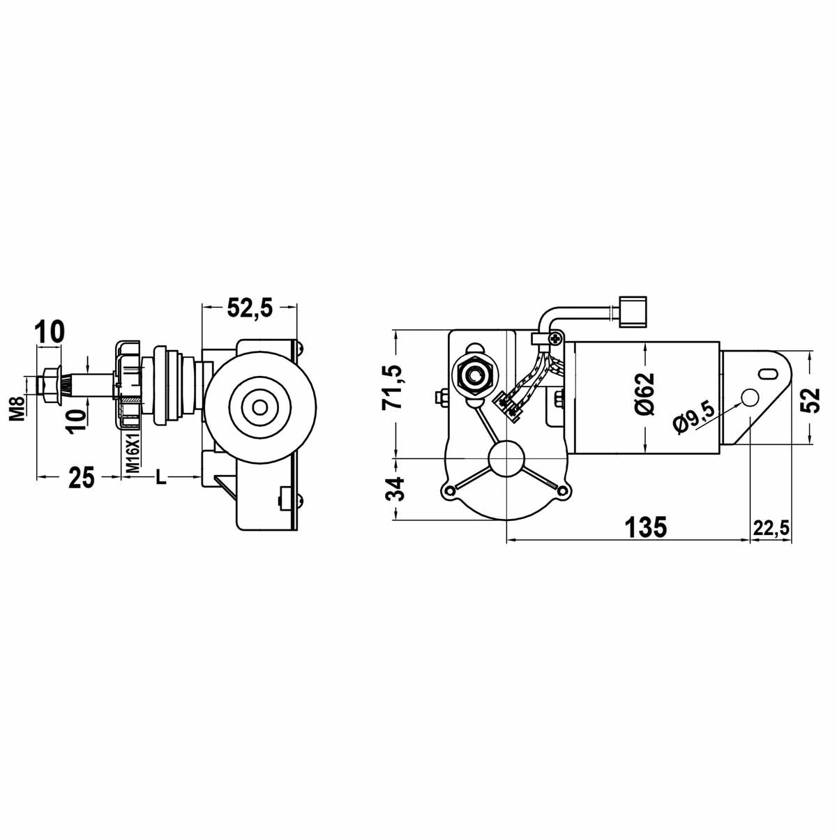 Osculati 12 V tuulilasinpyyhkimen moottori veneeseen 30 W - Image 2