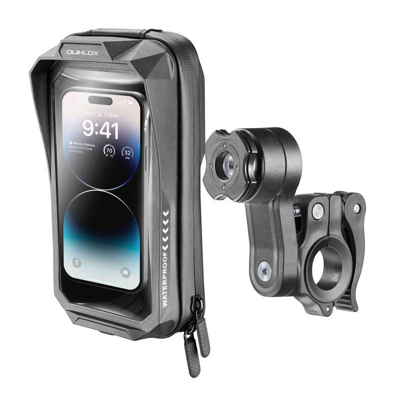 Interphone Quiklox Waterproof Pro Kit vedenpitävä puhelinkotelo ja ohjaustankokiinnike